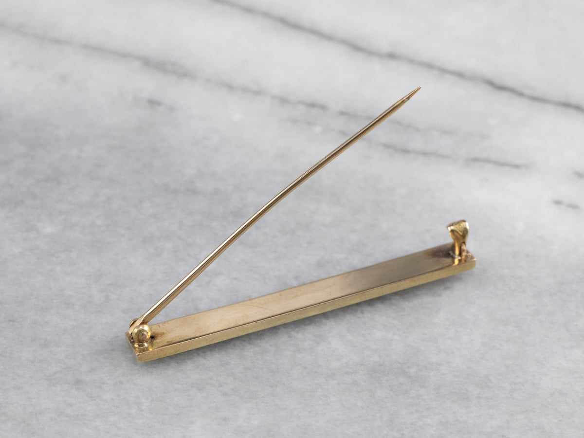 Art Nouveau Seed Pearl and Enamel Bar Pin