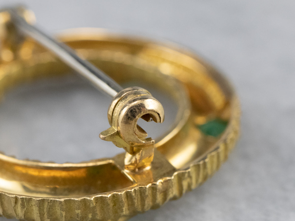 Yellow 18K Gold Emerald Circle Pin