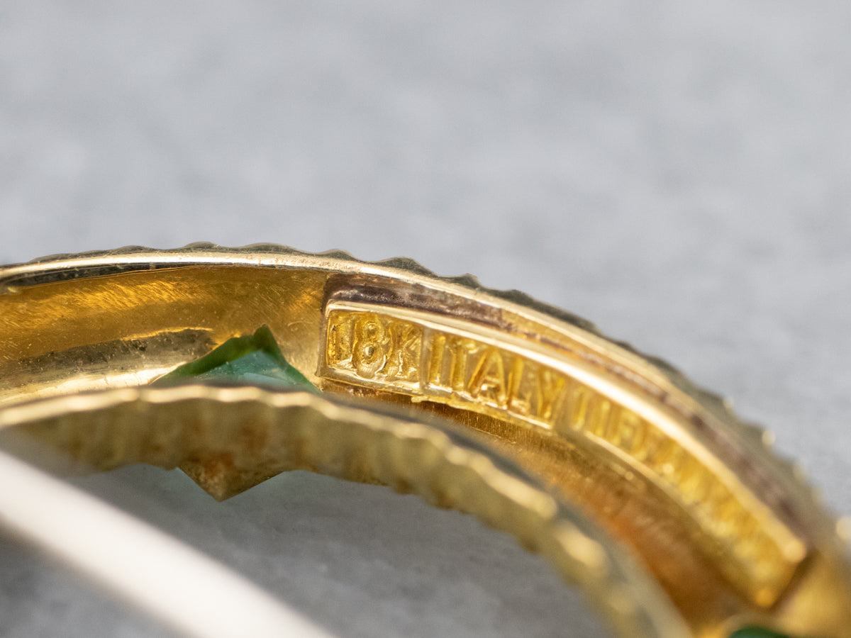 Yellow 18K Gold Emerald Circle Pin