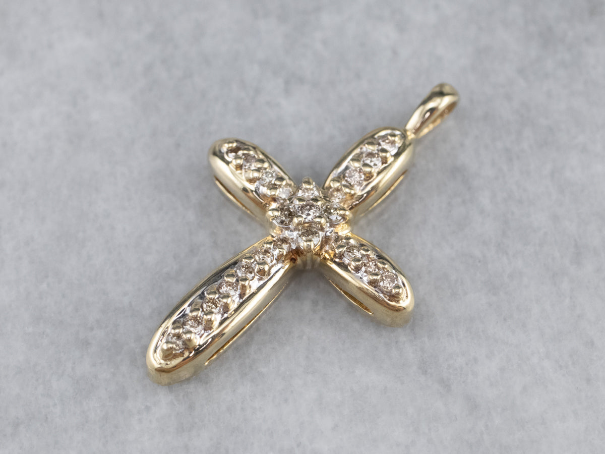 Modern Champagne Diamond Cross
