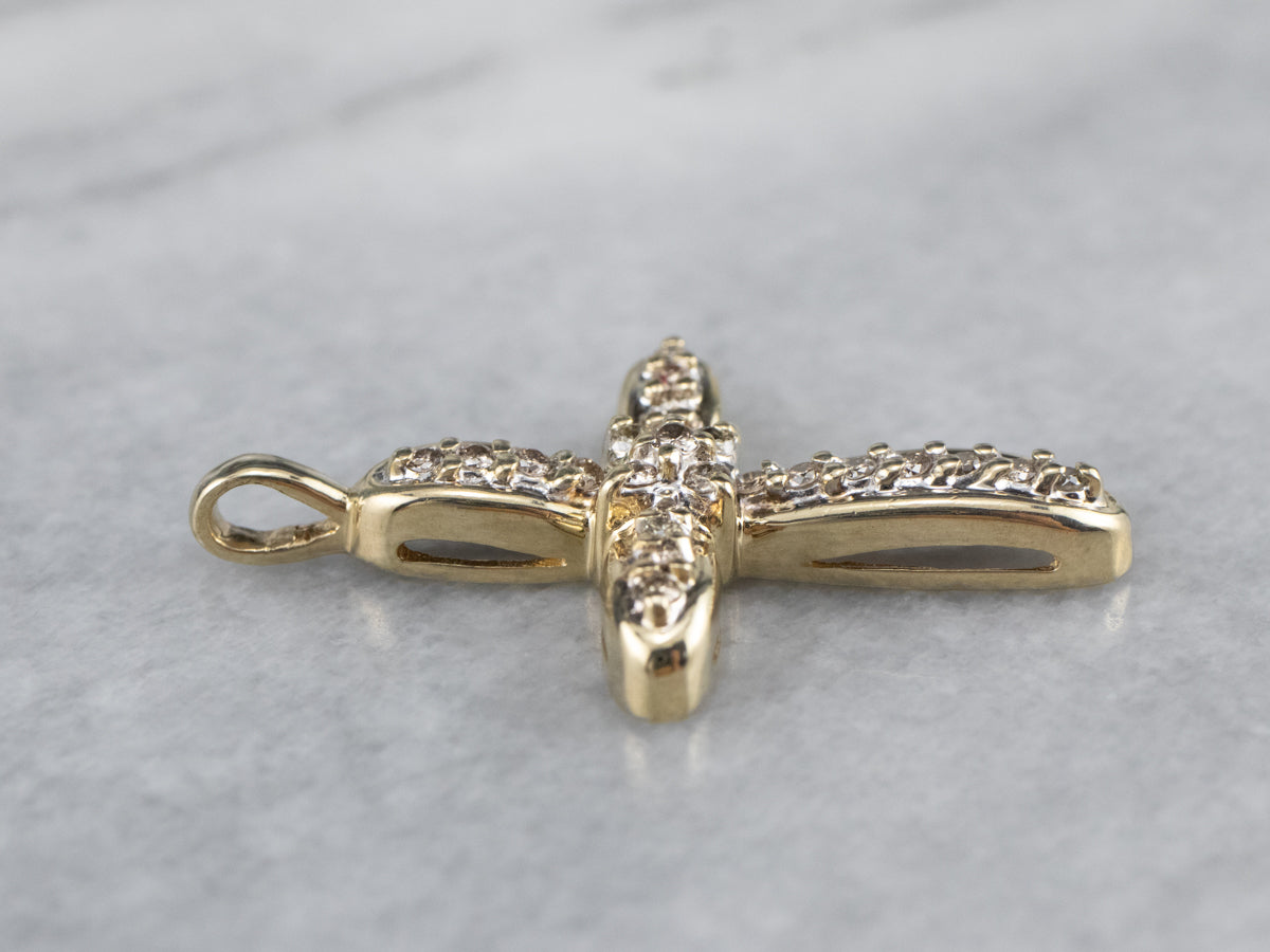 Modern Champagne Diamond Cross