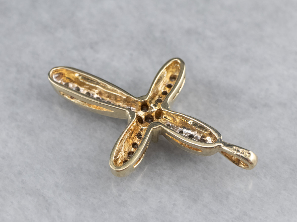 Modern Champagne Diamond Cross