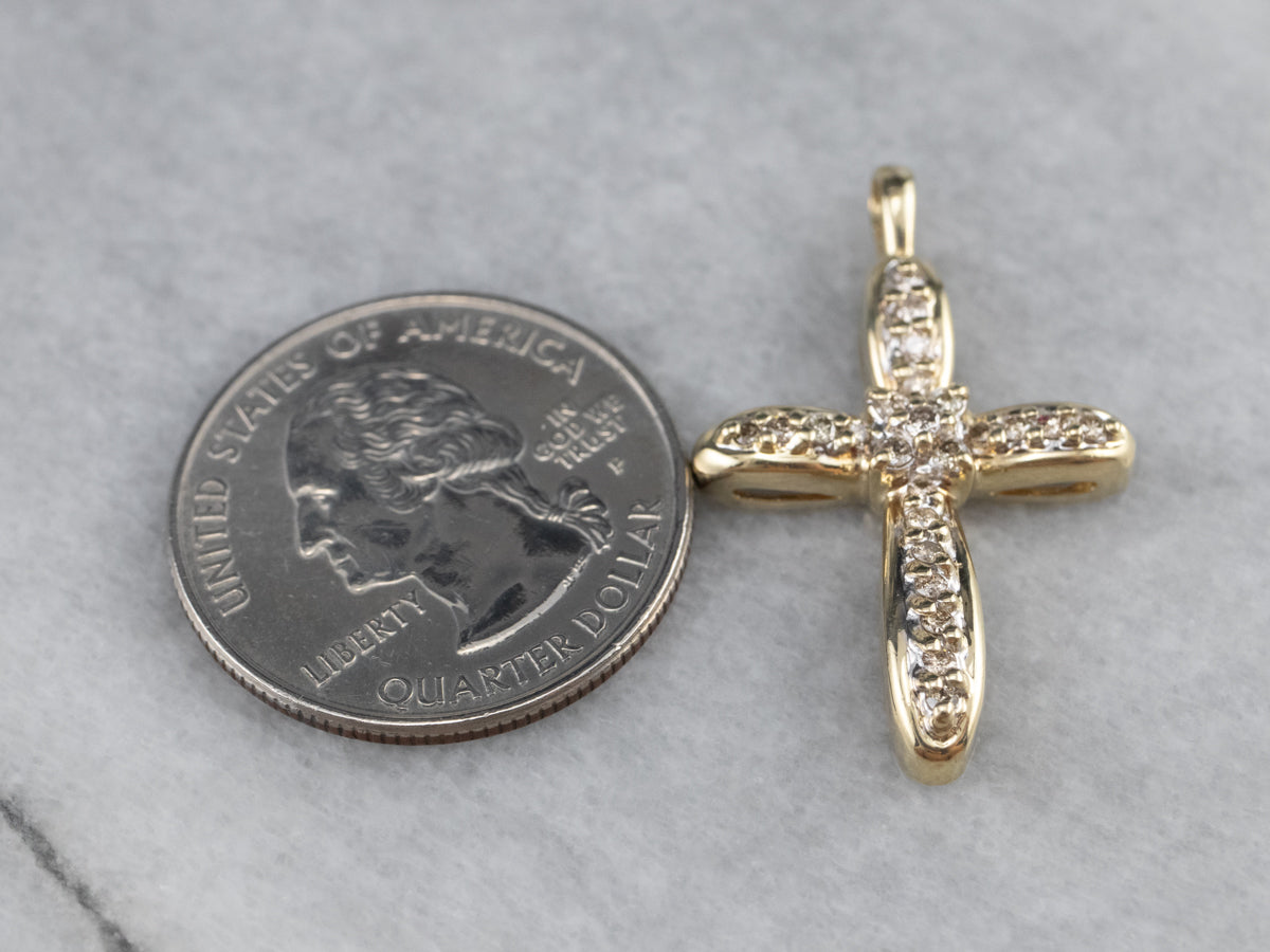 Modern Champagne Diamond Cross