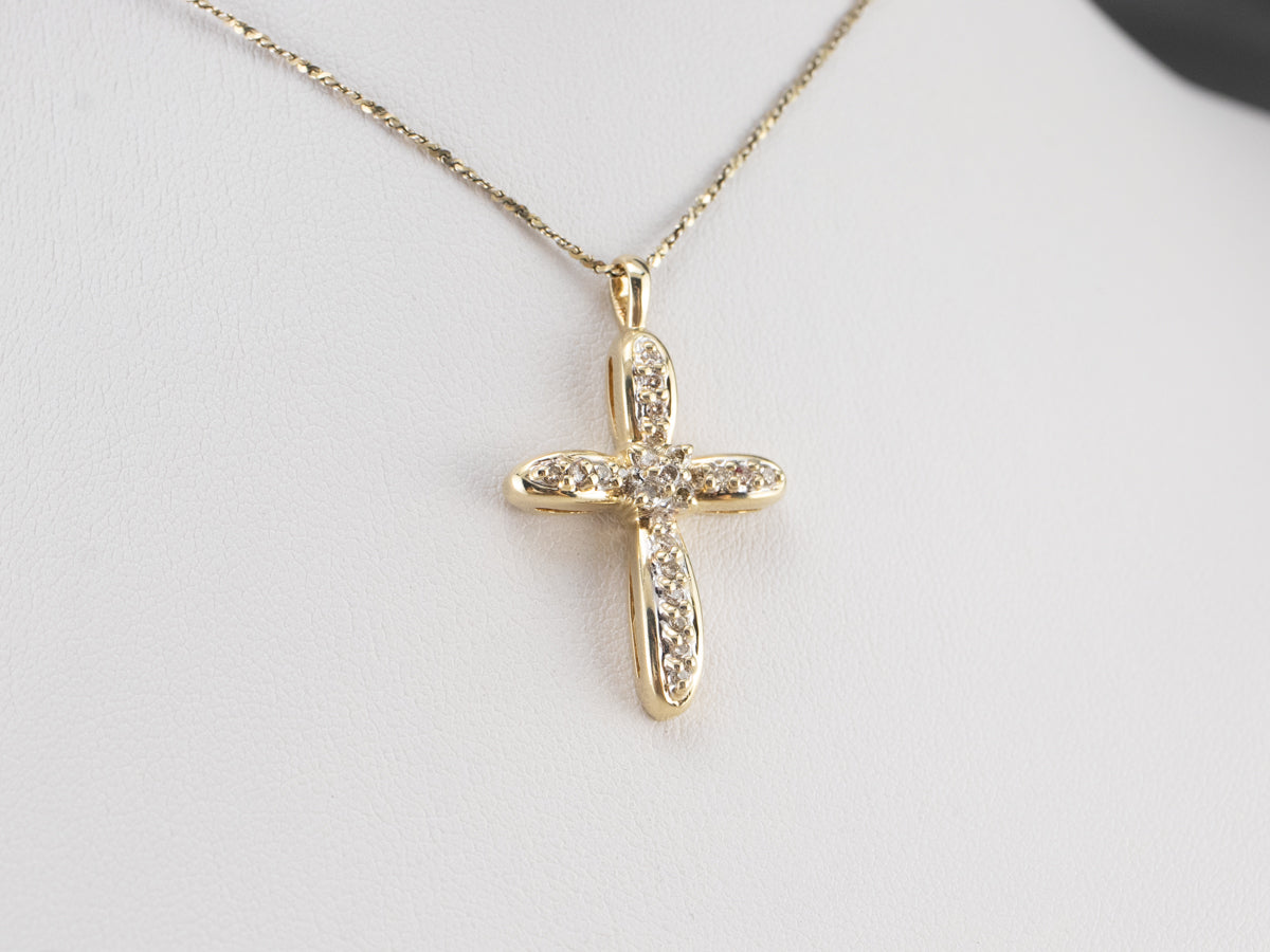 Modern Champagne Diamond Cross