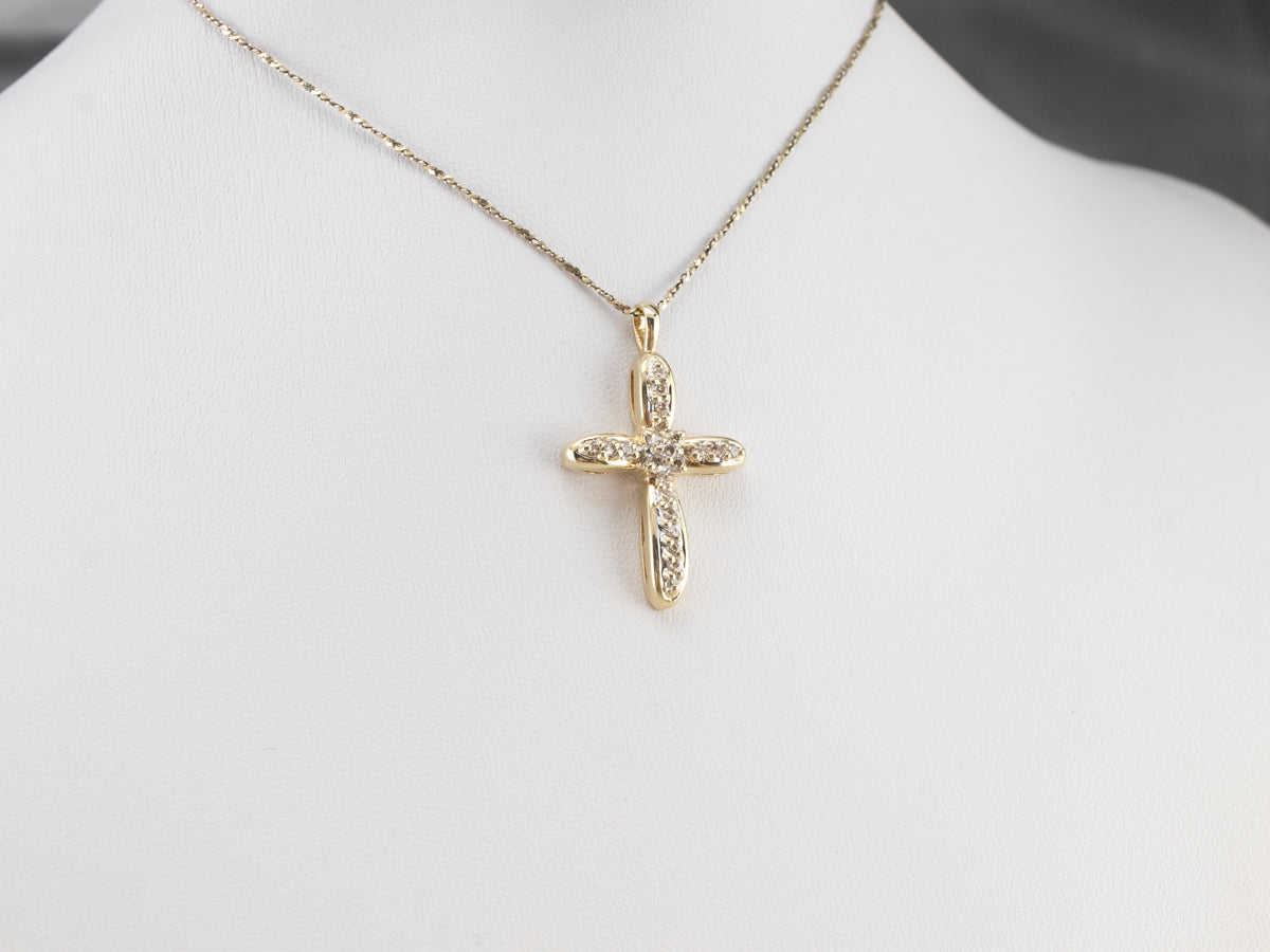 Modern Champagne Diamond Cross