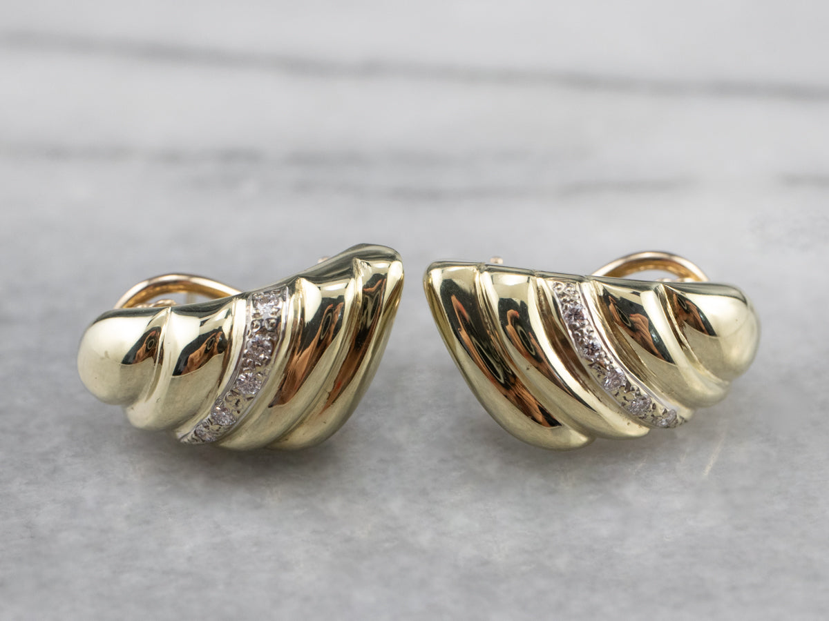 Diamond Gold Tapered Drop Earrings