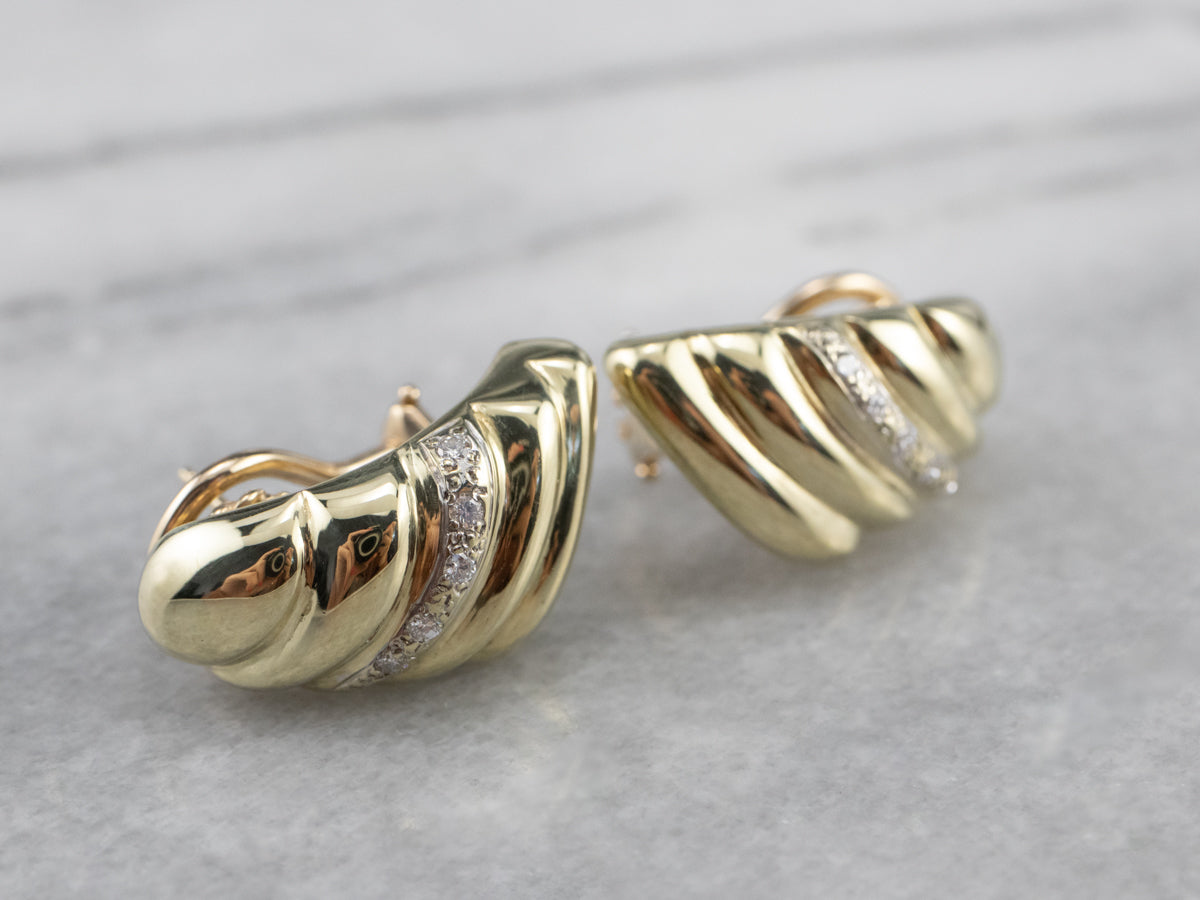 Diamond Gold Tapered Drop Earrings