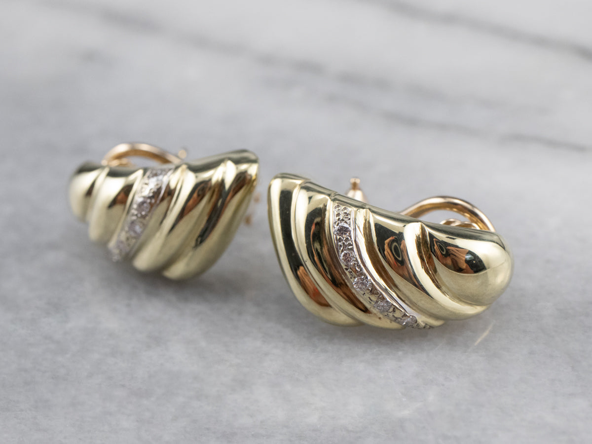 Diamond Gold Tapered Drop Earrings