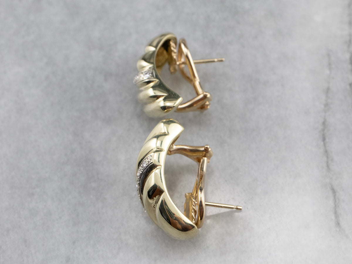 Diamond Gold Tapered Drop Earrings