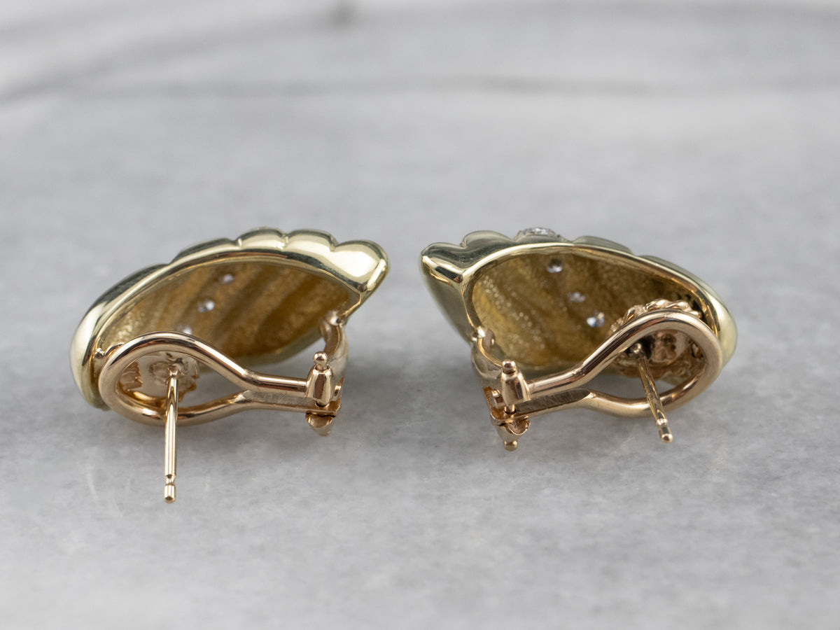 Diamond Gold Tapered Drop Earrings