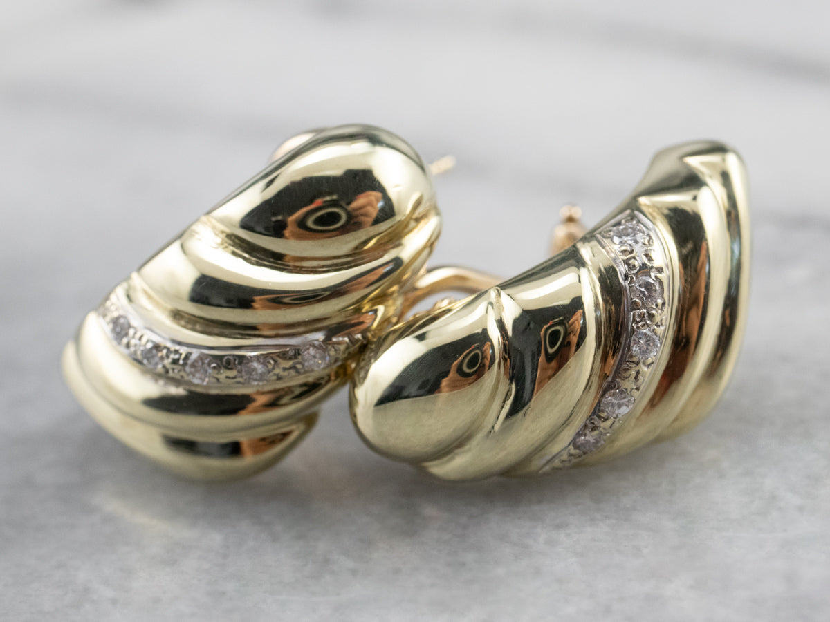 Diamond Gold Tapered Drop Earrings