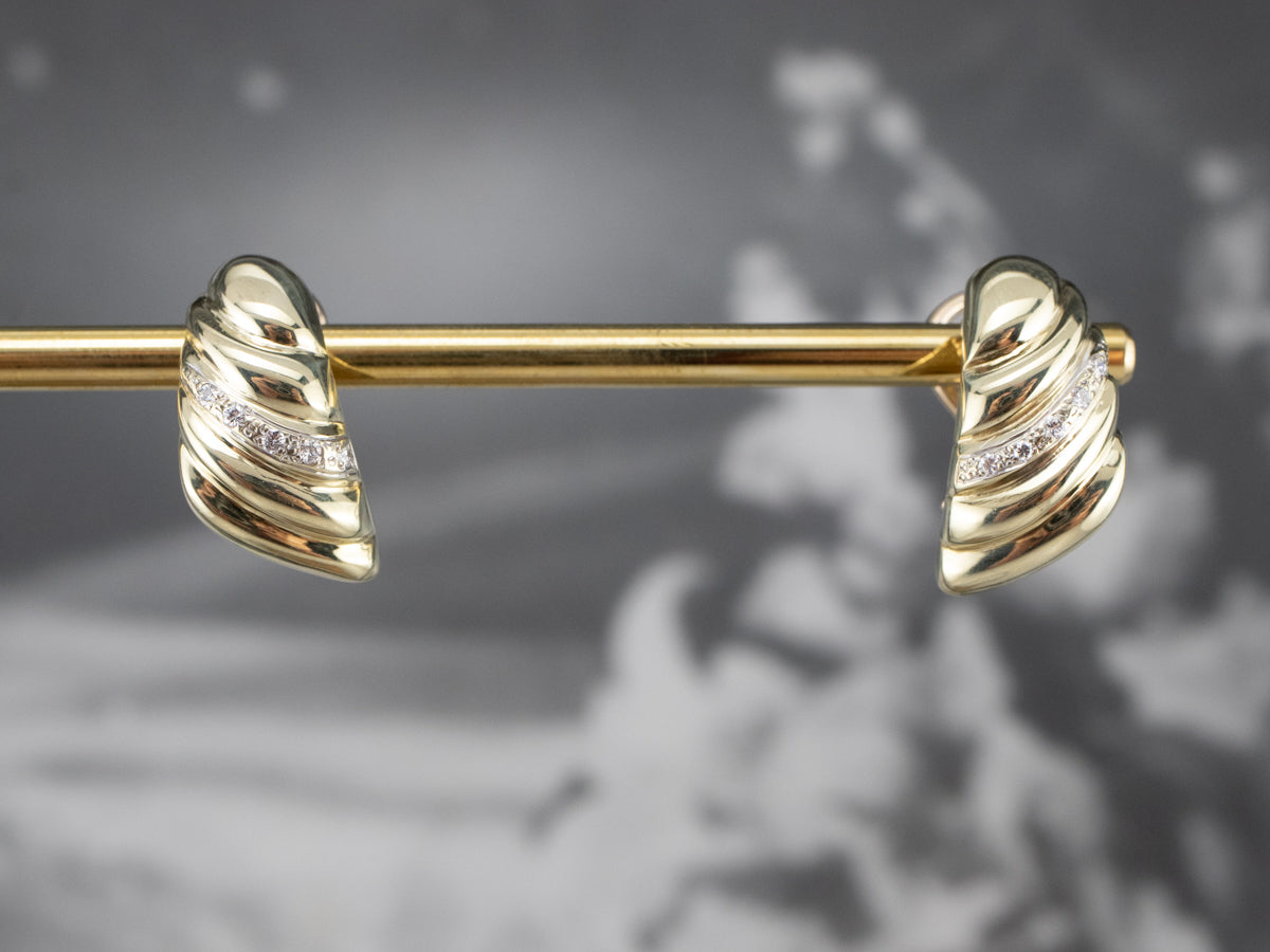 Diamond Gold Tapered Drop Earrings