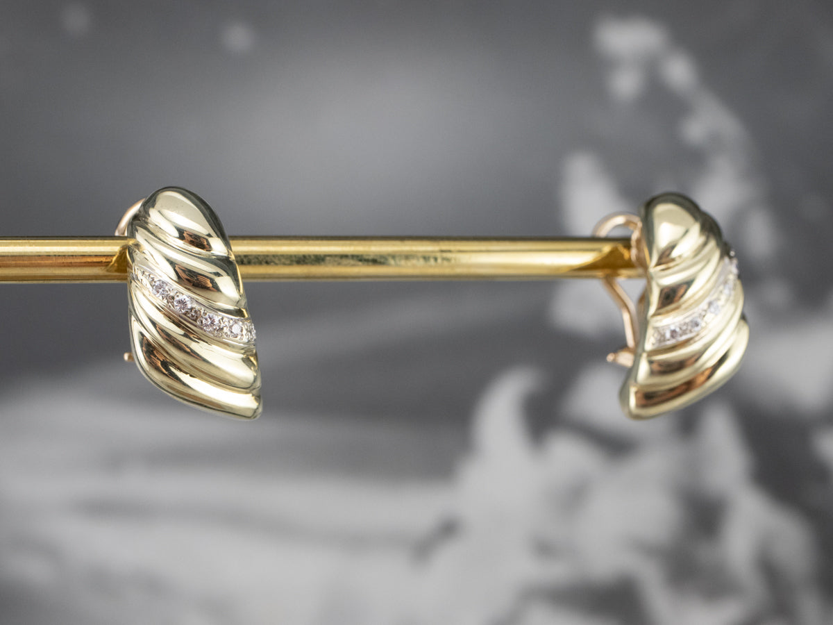 Diamond Gold Tapered Drop Earrings