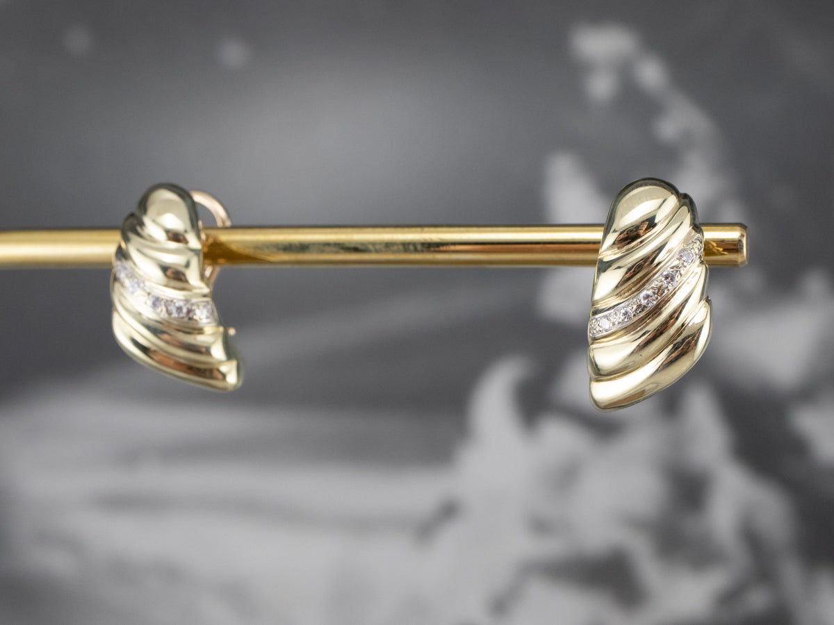 Diamond Gold Tapered Drop Earrings