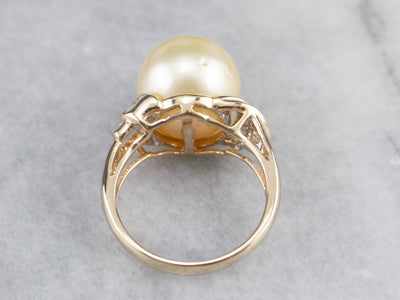 Pearl Diamond Gold Statement Ring