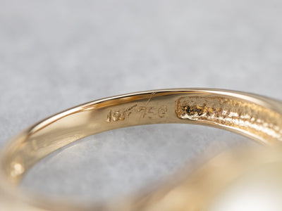 Pearl Diamond Gold Statement Ring