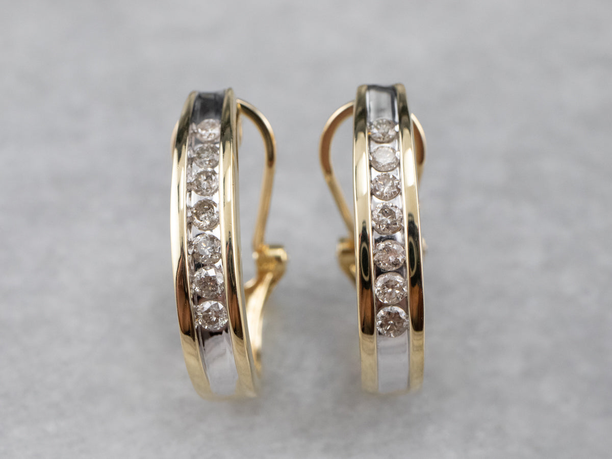 Diamond Gold Partial Hoop Earrings