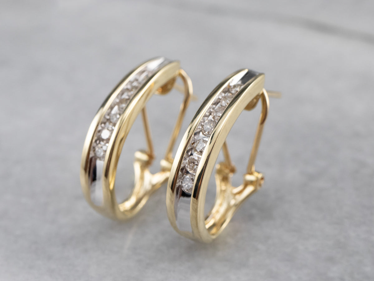 Diamond Gold Partial Hoop Earrings