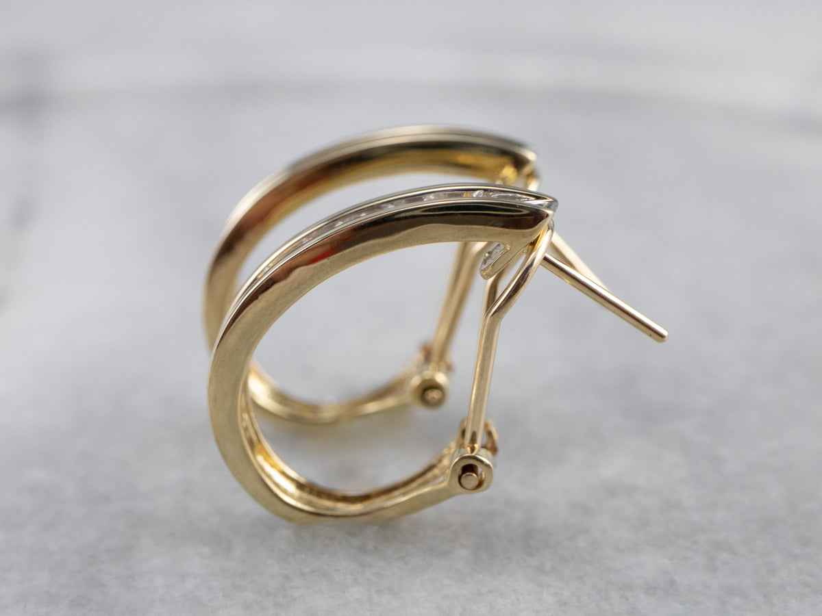 Diamond Gold Partial Hoop Earrings