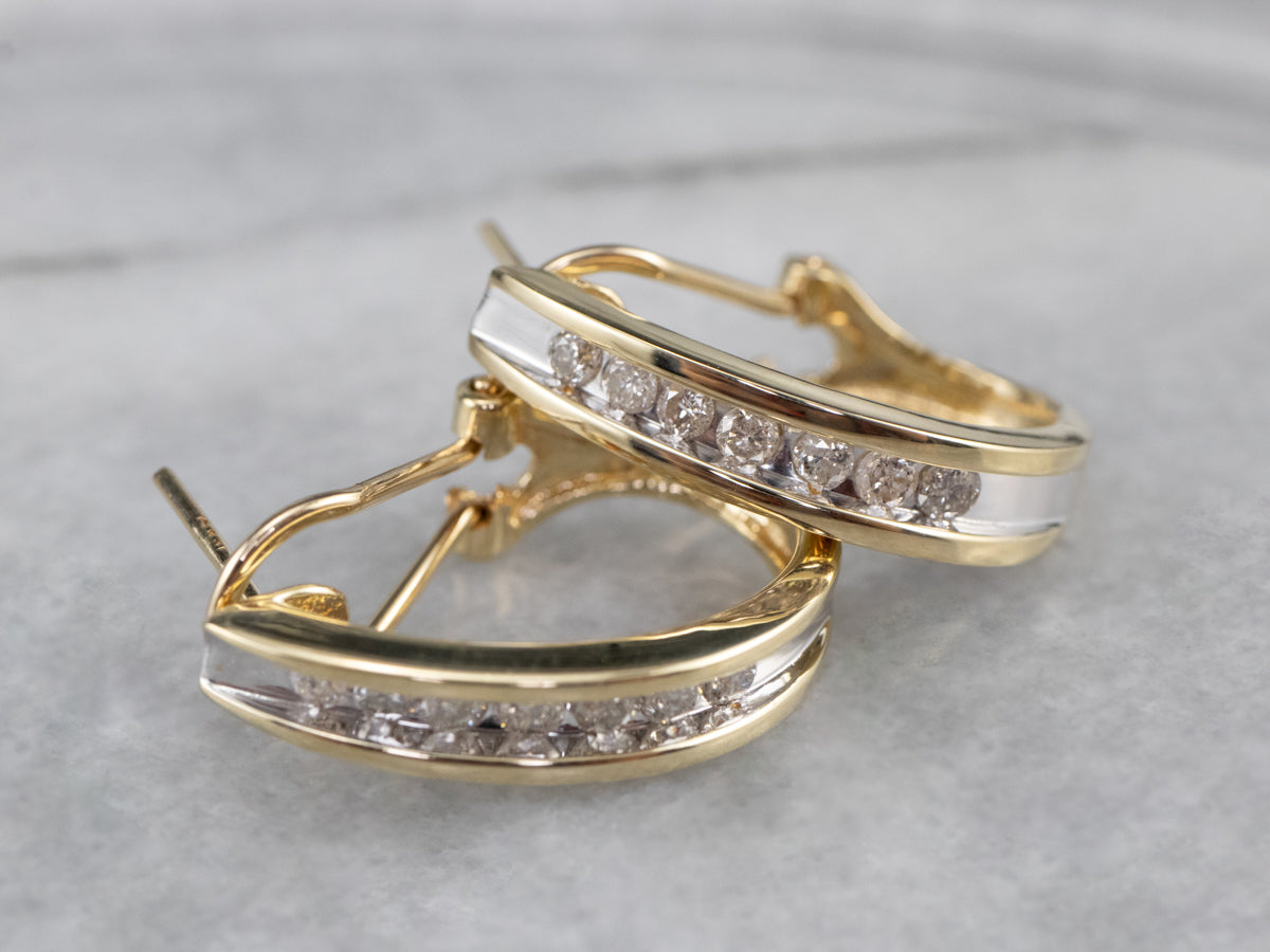 Diamond Gold Partial Hoop Earrings