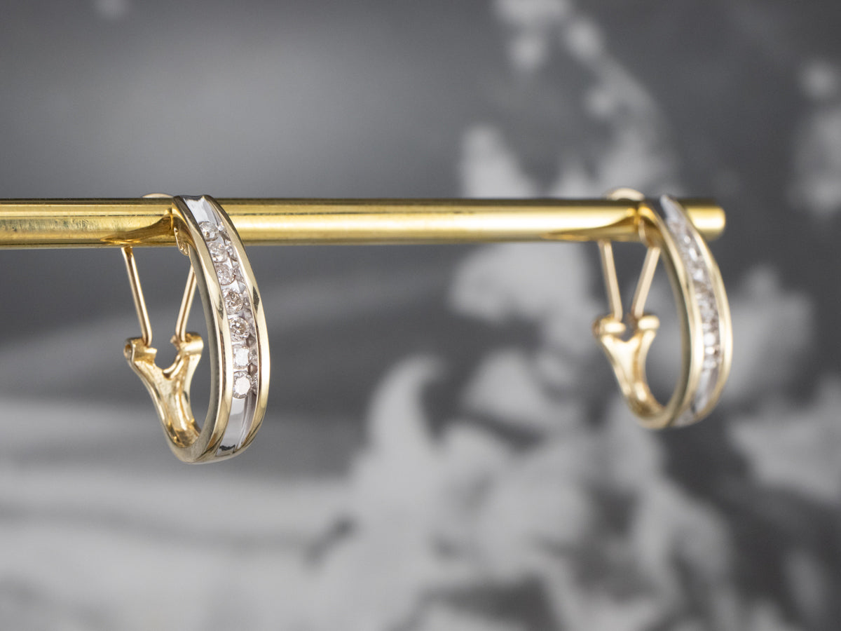 Diamond Gold Partial Hoop Earrings