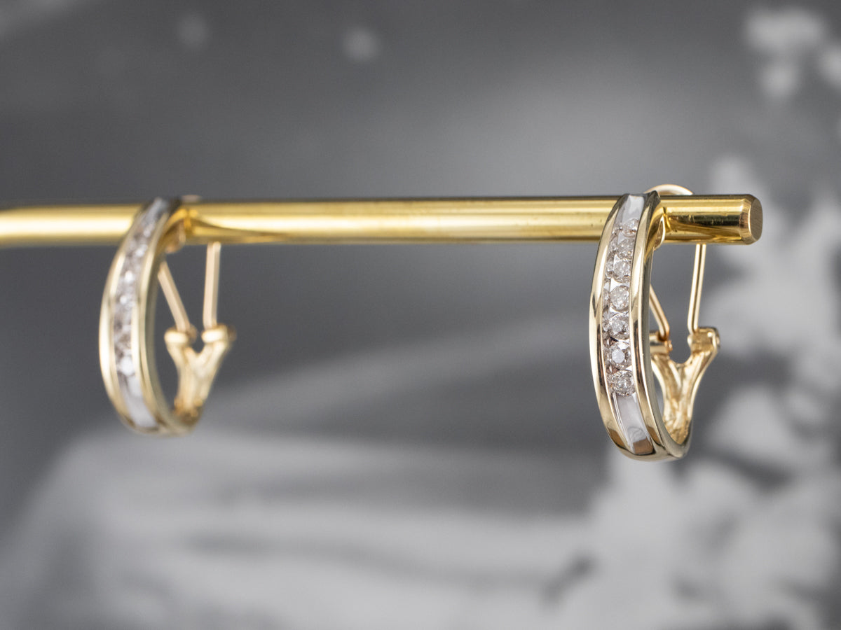 Diamond Gold Partial Hoop Earrings