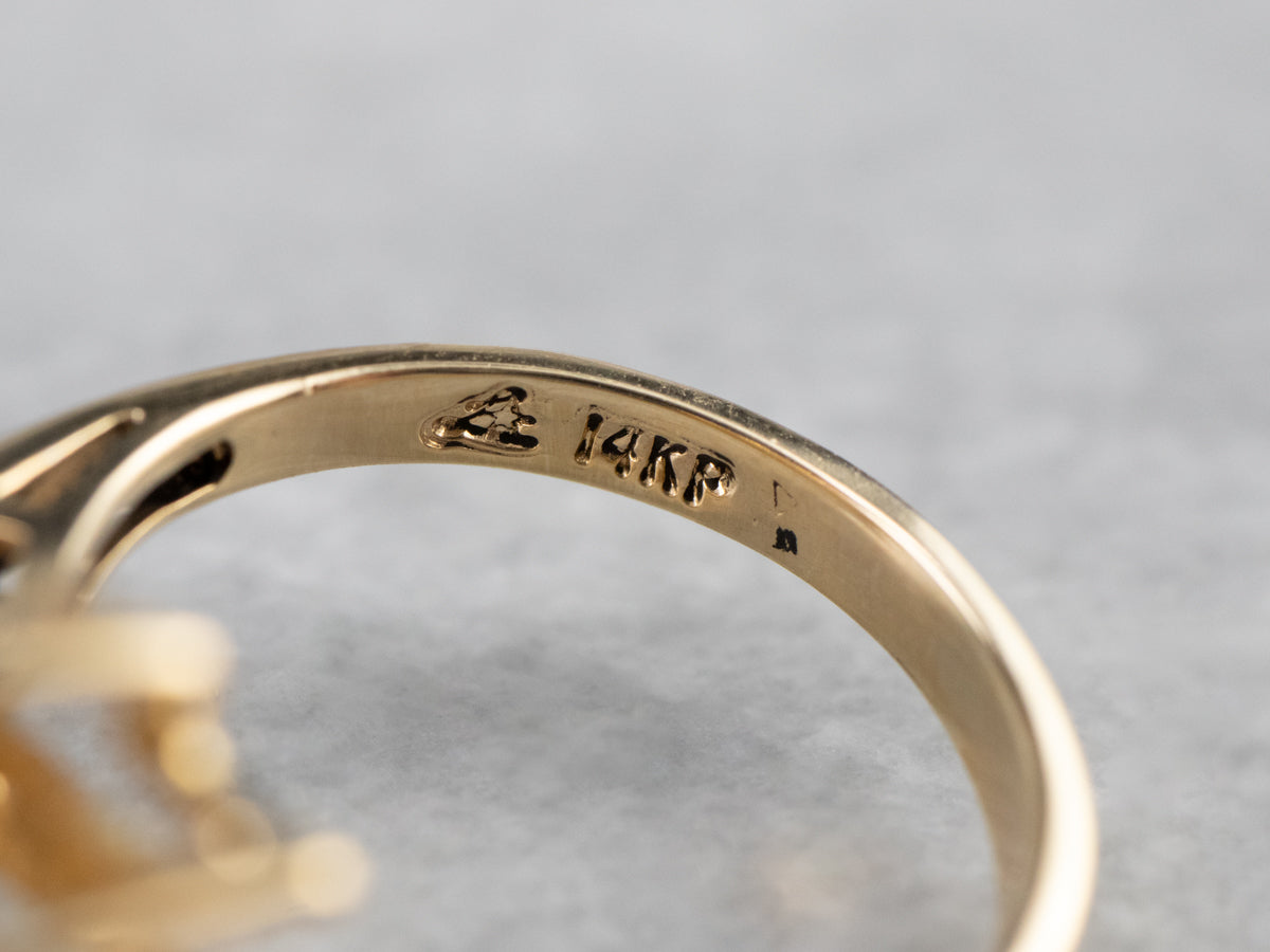 Asymmetrical Diamond Gold Bypass Ring