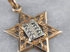 Two Tone Gold Star of David Ten Commandments Pendant