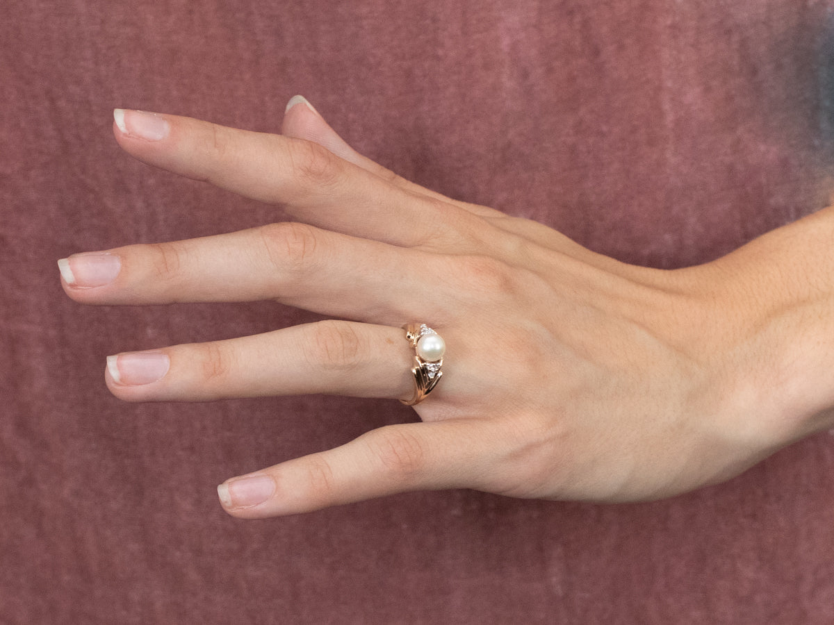 Vintage Pearl and Diamond Ring
