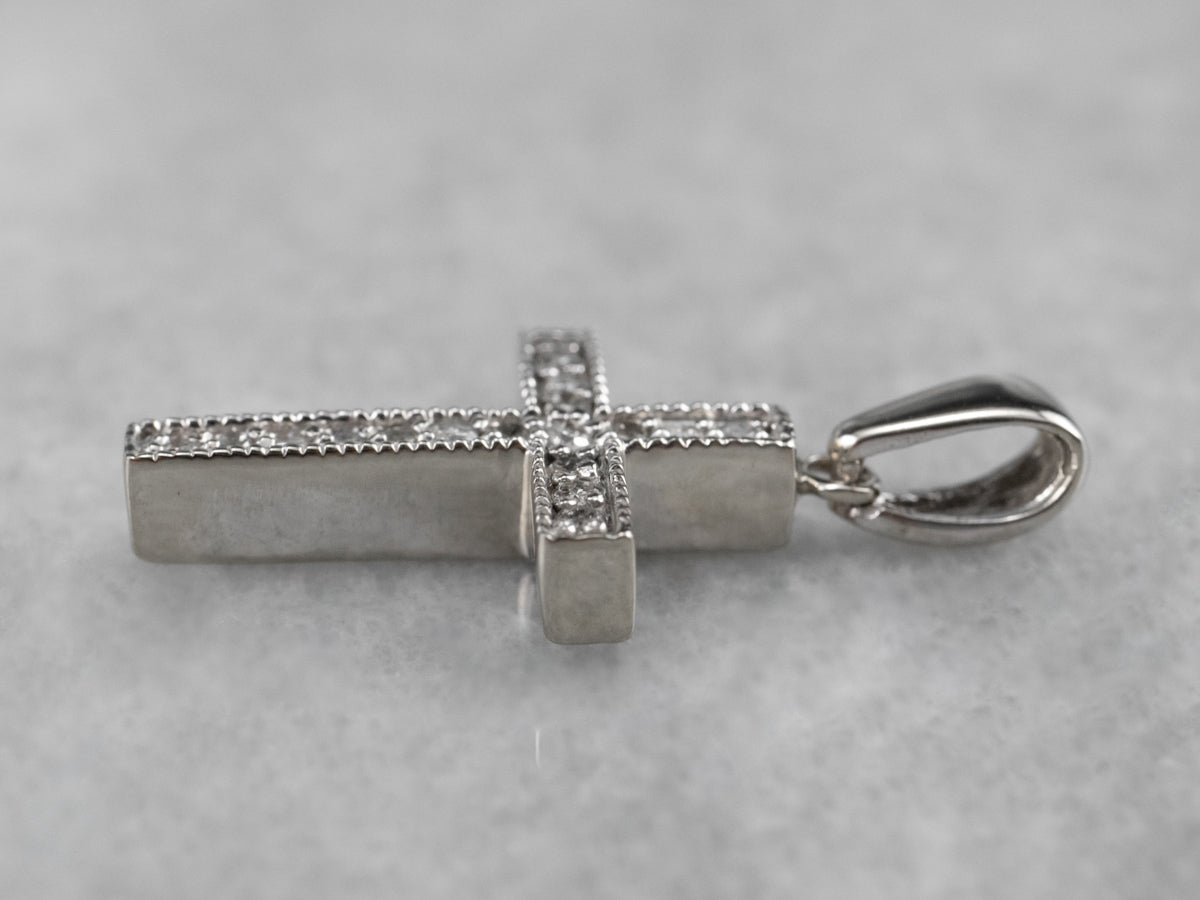 Modern Diamond Cross Pendant