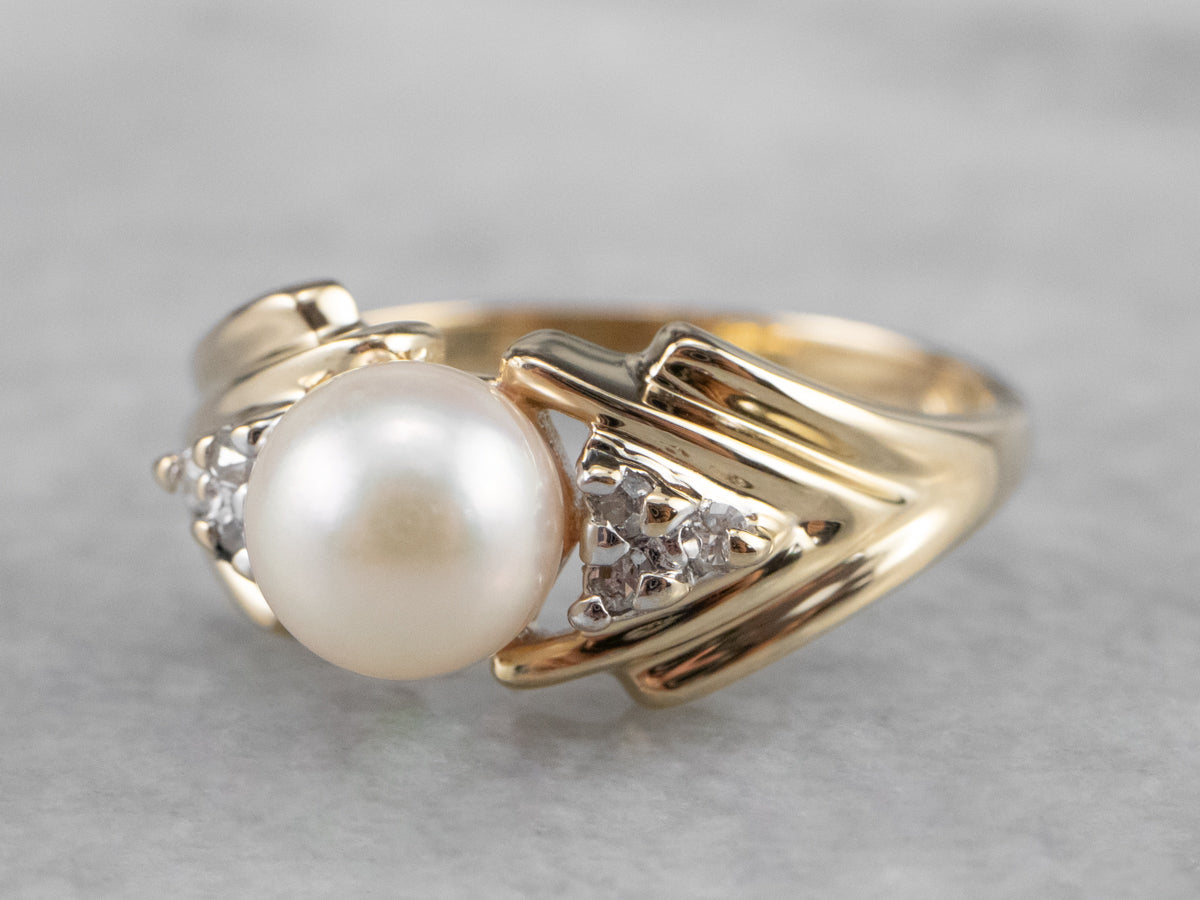 Vintage Pearl and Diamond Ring