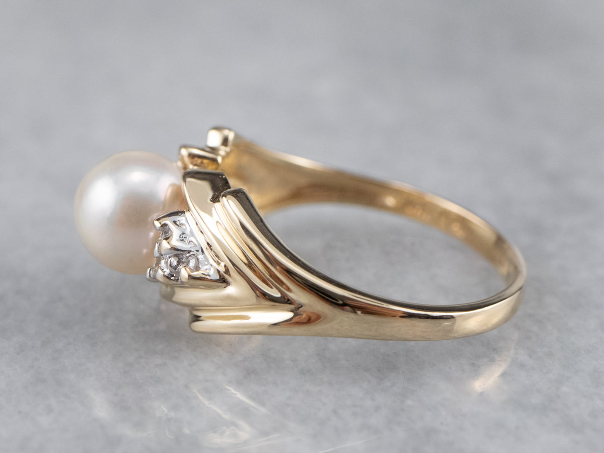 Vintage Pearl and Diamond Ring