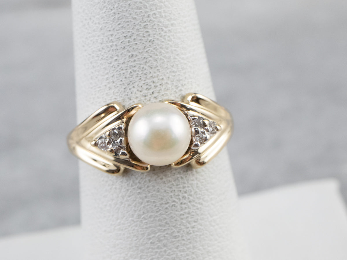 Vintage Pearl and Diamond Ring
