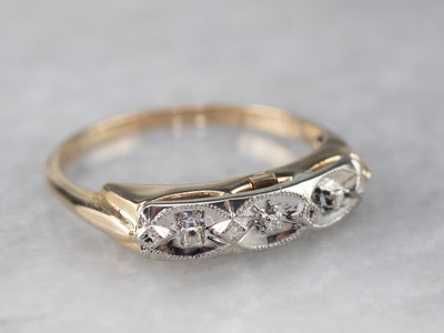 Vintage Diamond Two Tone Gold Band Ring
