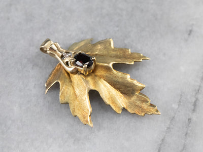 Garnet Gold Leaf Pendant