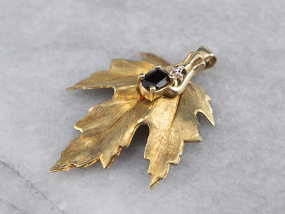 Garnet Gold Leaf Pendant