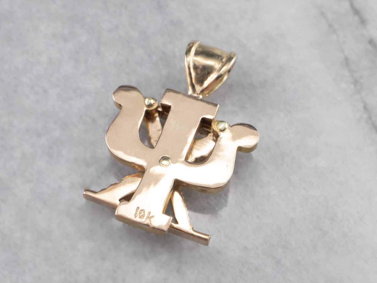 Colgante de la Fraternidad Chi Psi de Oro Perlado