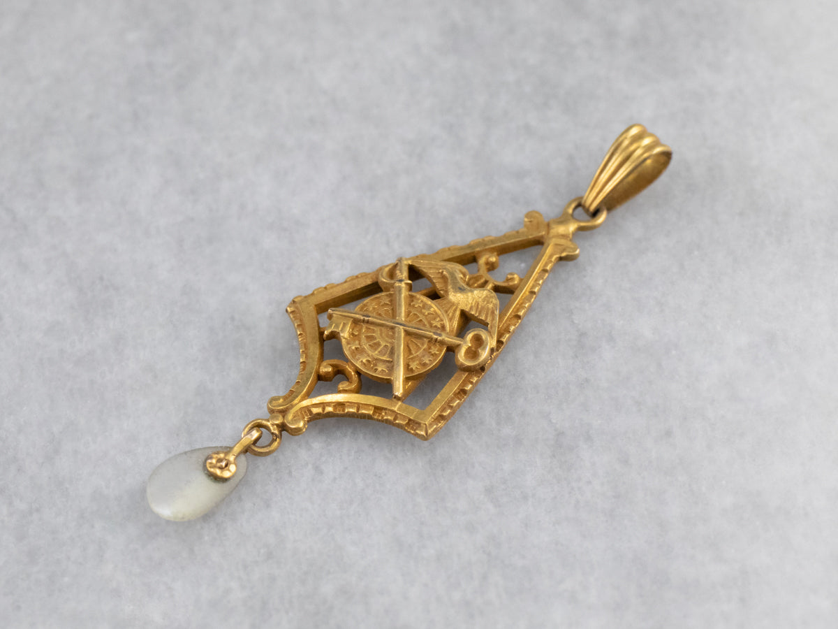Gold Quartermaster Corps Antique Pendant