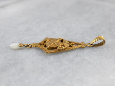 Gold Quartermaster Corps Antique Pendant