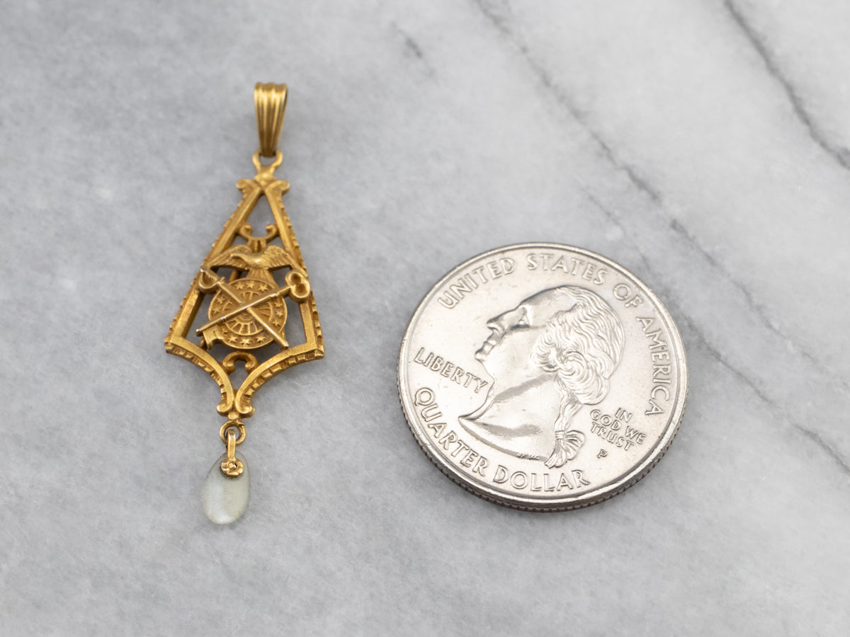 Gold Quartermaster Corps Antique Pendant