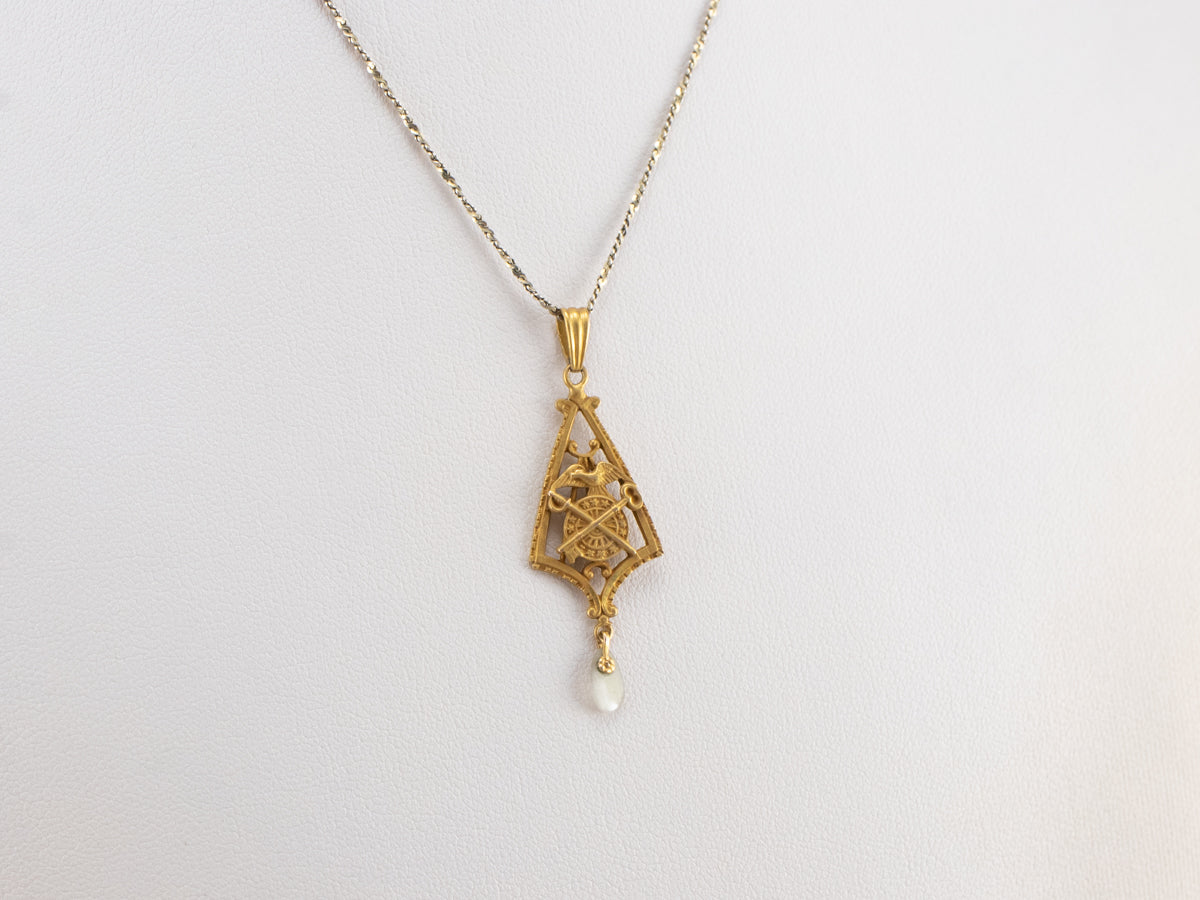 Gold Quartermaster Corps Antique Pendant