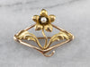 Antique Gold and Pearl Flower Pin