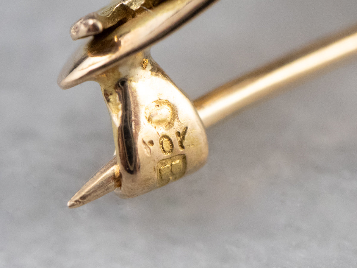 Antique Gold and Pearl Flower Pin