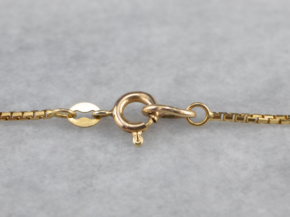 Long Yellow 14K Gold Box Chain