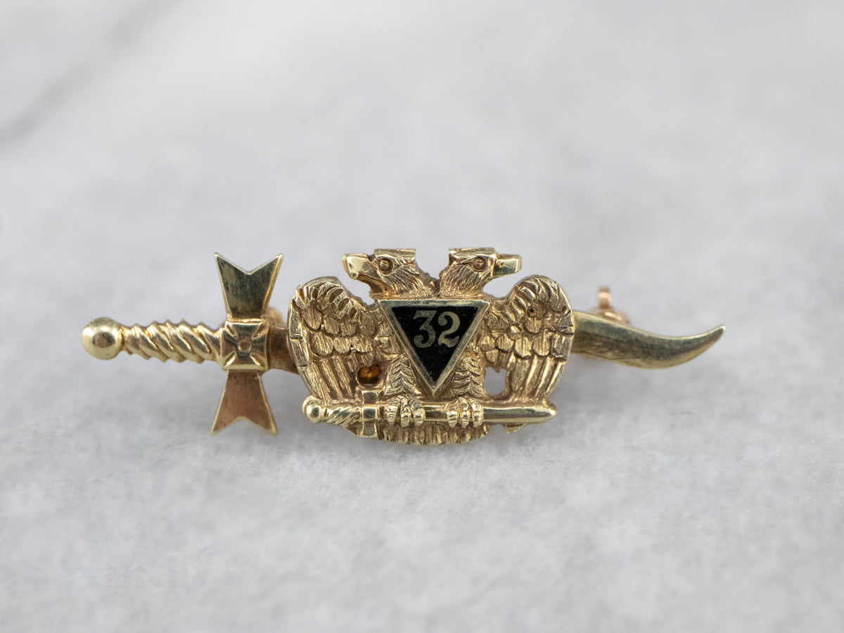 Antique Gold and Enamel Masonic Pin