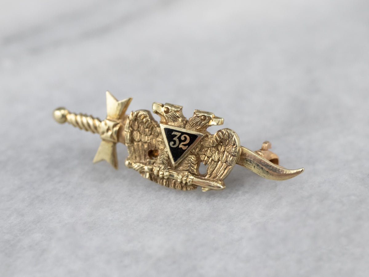 Antique Gold and Enamel Masonic Pin