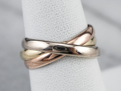 Tri Color 14K Gold Rolling Band Ring