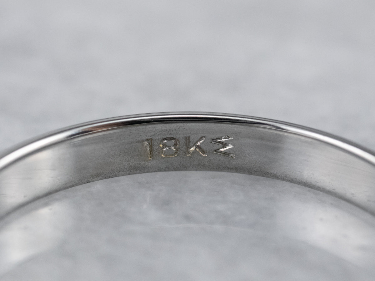 Art Deco Floral Patterned White Gold Wedding Band