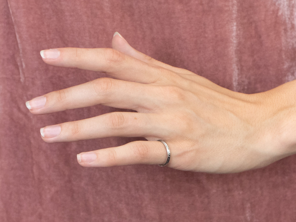 Art Deco Floral Patterned White Gold Wedding Band