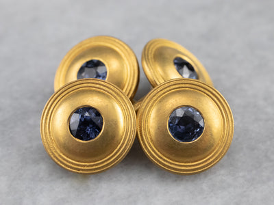 Antique Synthetic Sapphire 18K Gold Cufflinks